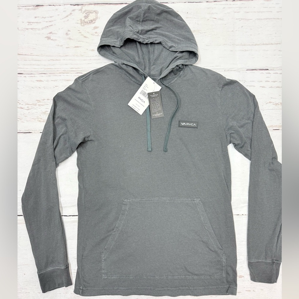 RVCA Gray Long Sleeve Men's Hooded Shirt - NEW! With Tags - Spring Fashion SMALL